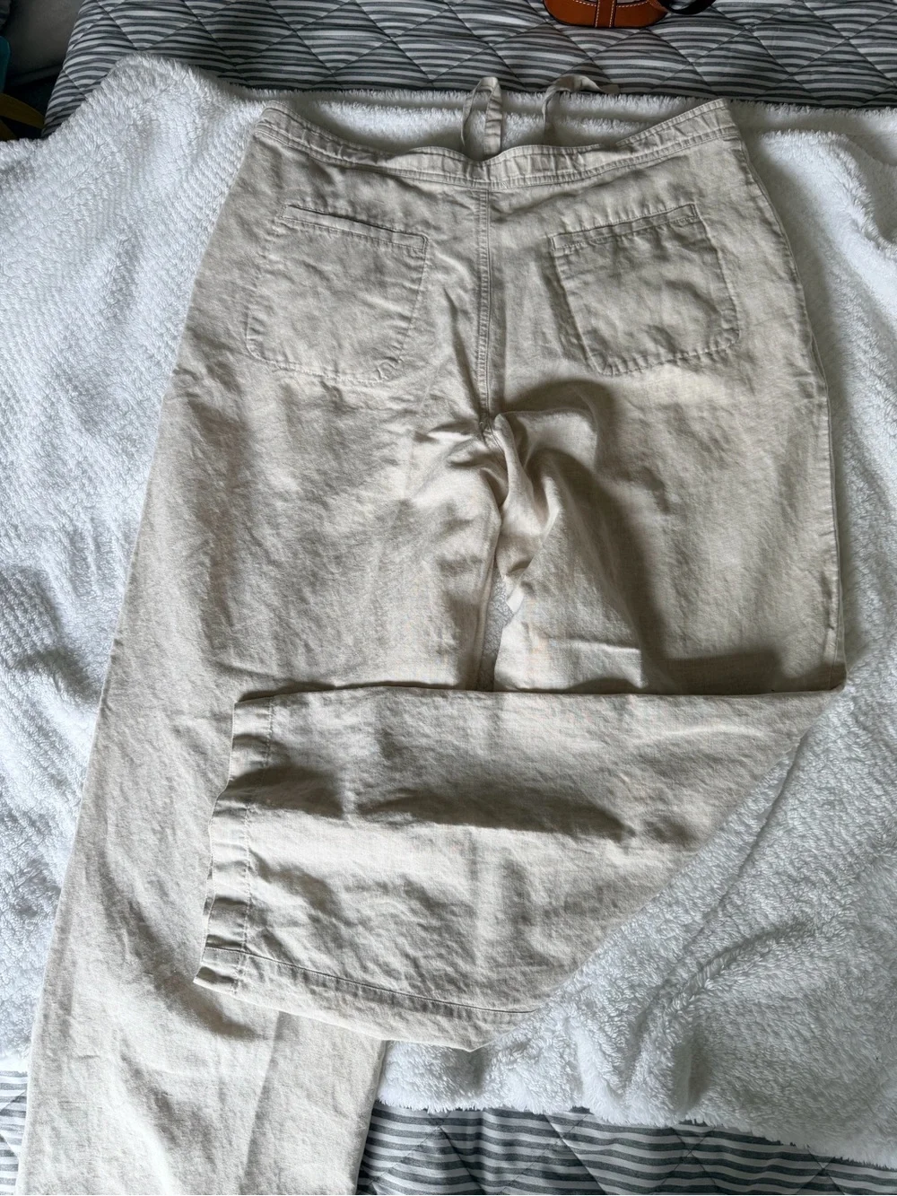 Claiborne Beige Drawstring Wide-Leg Chinos